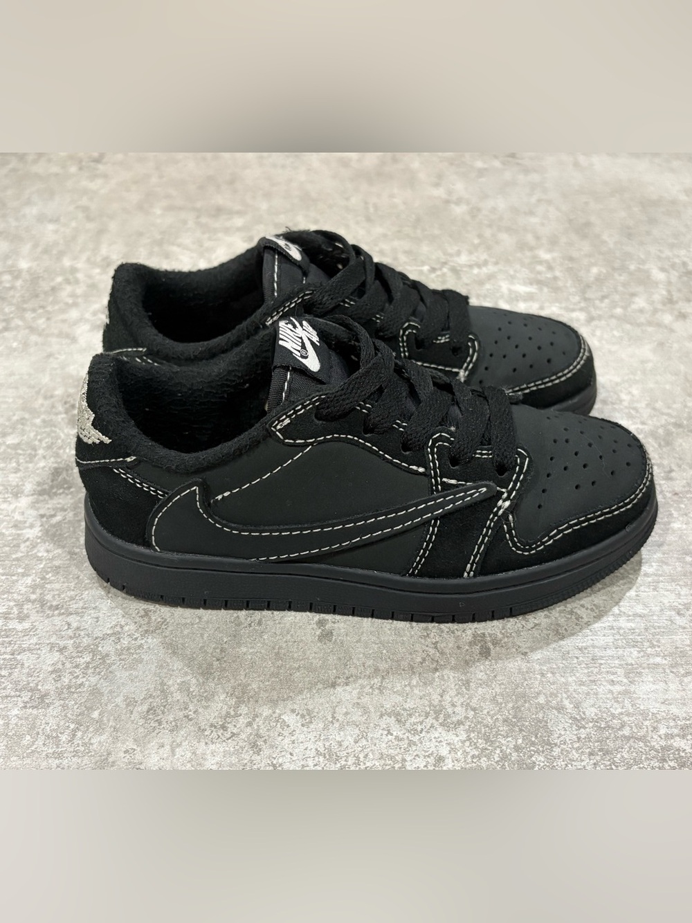 Jordan 1 Retro Low (TD) Black w/White Stitching Sneakers